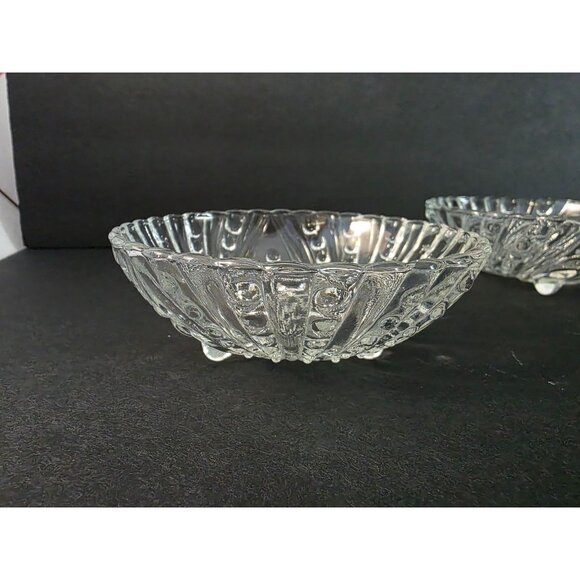 Set Of 5 Vintage Anchor Hocking Burple Bubble Clear Pressed Glass Dessert Bowls - Picture 3 of 4